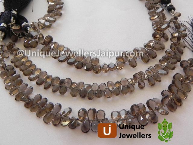 Smokey Cut Pear Beads